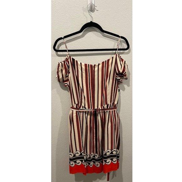 ANNA SUI Silk Striped Off the Shoulder Mini Dress - Picture 6 of 6